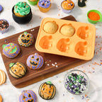 Way To Celebrate 6-Cavity Silicone Cakelet Pan Jack-O'-Lantern Orange