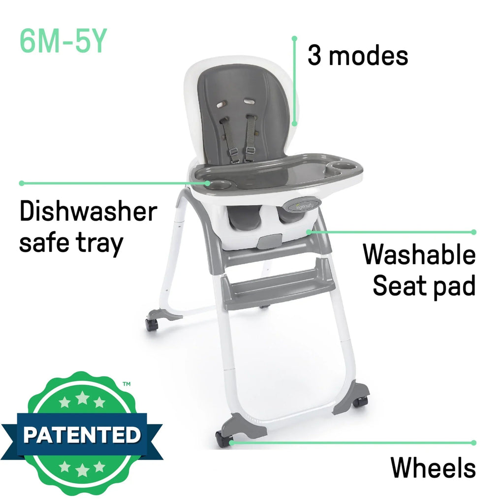 Ingenuity SmartClean Trio Elite 3-in-1 Convertible High Chair, Toddler Chair, And Booster Seat - Slate