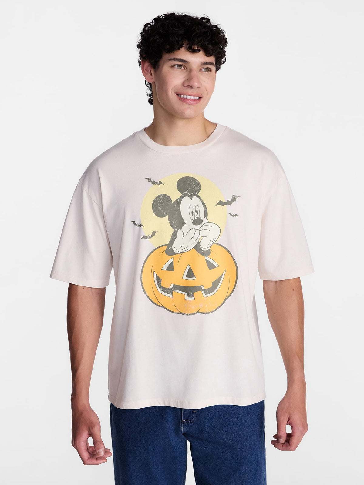 Mickey Mouse Pumpkin Men's and Big Men's Halloween Graphic Tee, Sizes XS-5XL
