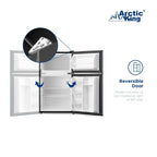 Arctic King Two-Door Mini Fridge With Freezer, 3.2 Cu. Ft., Stainless Steel
