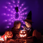 Halloween Decorations Spider Web Lights, 4FT Diameter 70 LED with Black Spider, Waterproof Net Lights, Remote Control