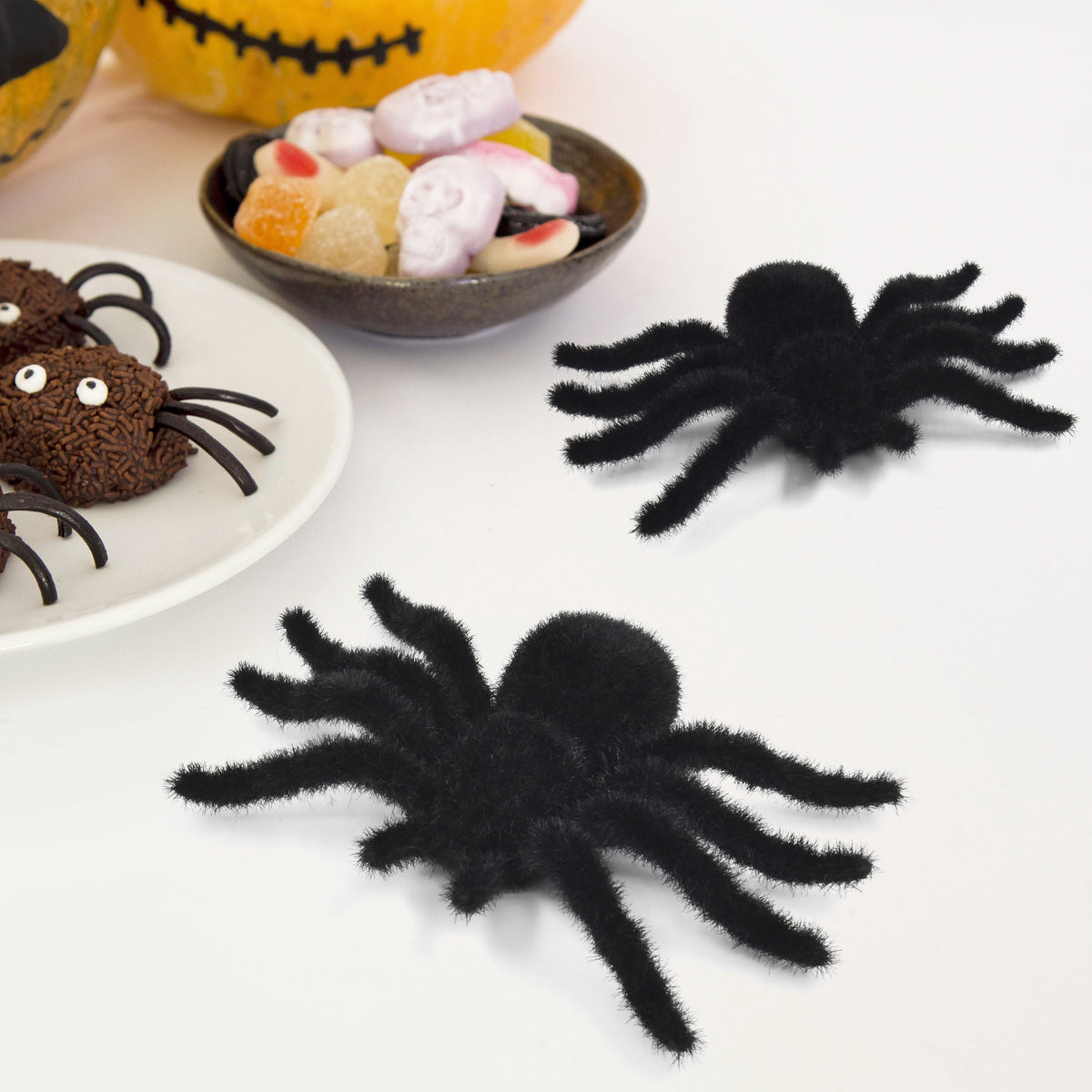 Flocked Spider Decoration, Black, 7", Halloween by Way To Celebrate