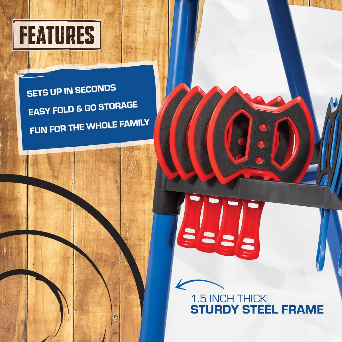 EastPoint Deluxe Steel Frame Axe Throw Target Game Set - 8 Axes