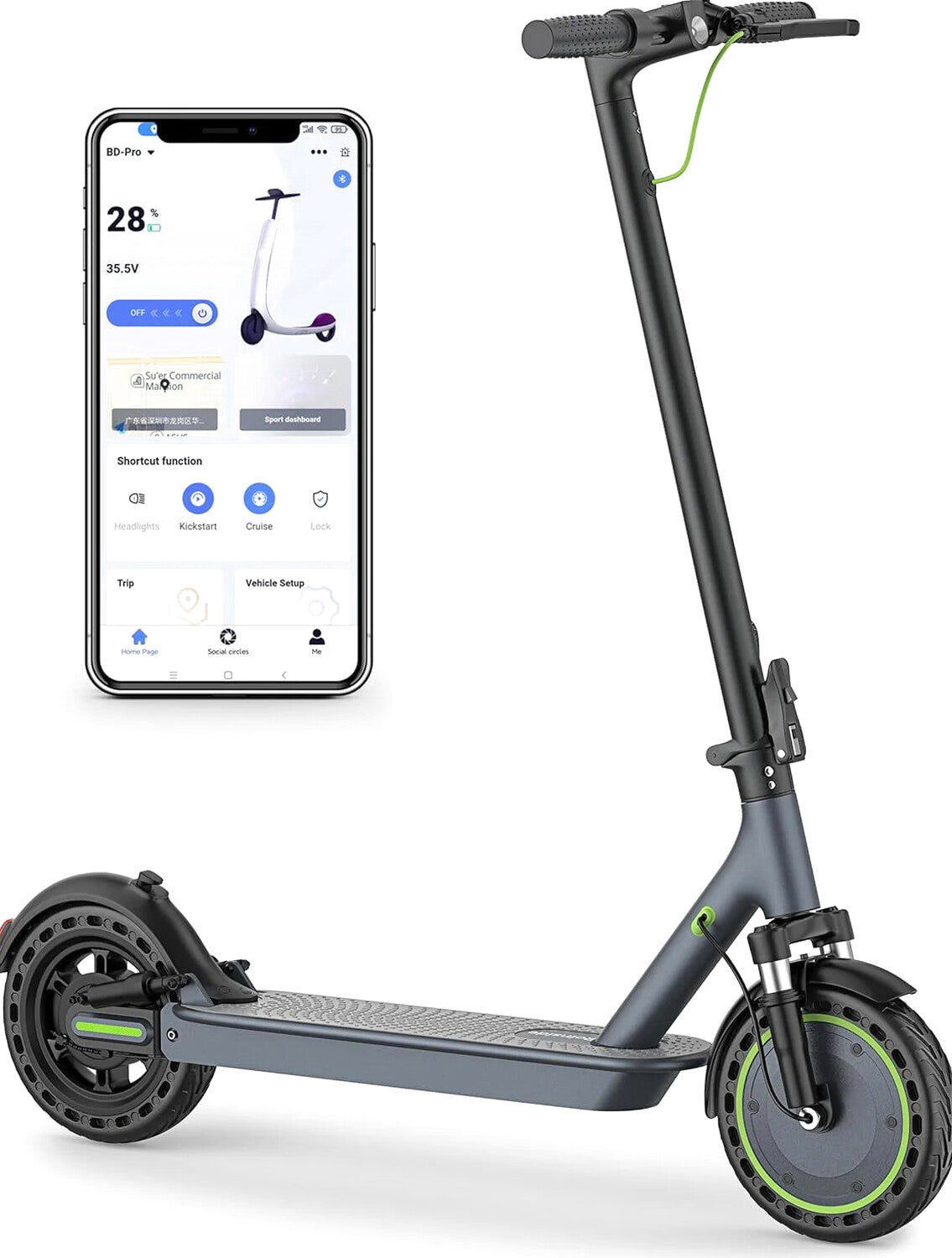 Roinside Electric Scooter, 8.5 in Solid Tires, 350W Motor, Up To 19 MPH, 21-23 Miles - UP12 Plus