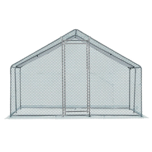 10 x 10 ft Metal Chicken Coop Walk-In Poultry Cage With Waterproof Cover