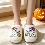 BERANMEY Halloween Slippers for Women Perfect Soft Plush Comfy Warm Slip-On Cute Womens Slippers Indoor Fluffy House Slippers for Women and Men Non-slip Fuzzy Flat Slides