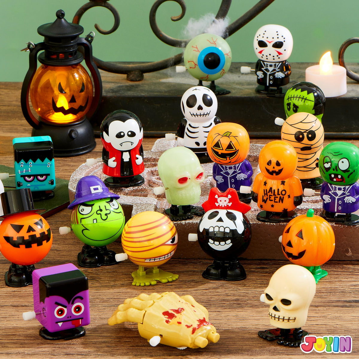 Joyfy 24 Pcs Halloween Wind Up Toys for Kids Gifts, Toys Bulk for Halloween Party Favors, Goody Treat Bag Stuffers Fillers, Classroom Prizes