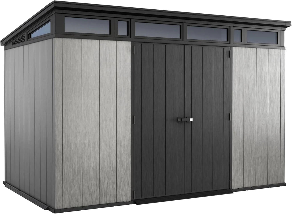 Keter Artisan 11x7 Modern Resin Outdoor Storage Shed Kit - Grey & Black