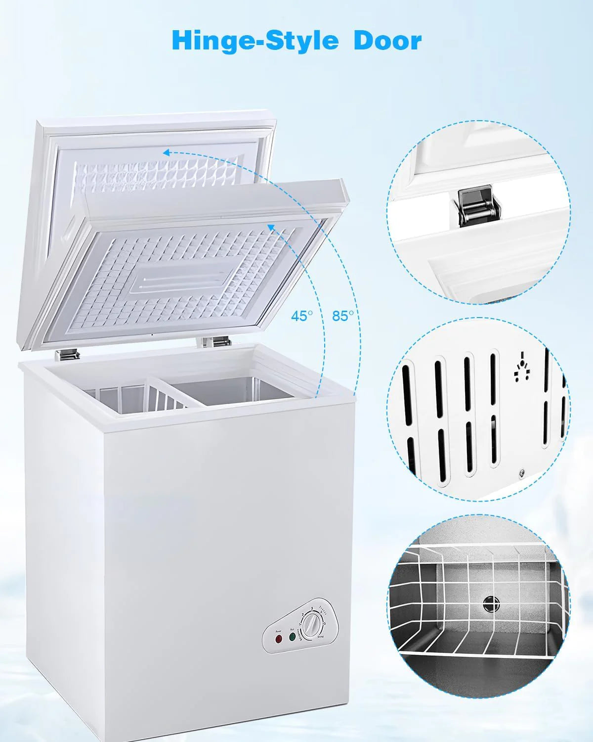 EUASOO 3.5 Cu.Ft Chest Freezer With Removable Basket, White - FLG-80Q