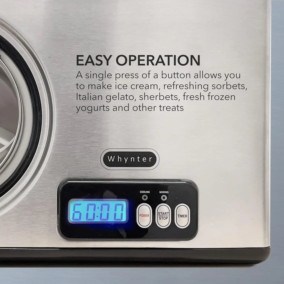 Whynter Rolled Ice Cream Maker With Compressor, 0.5-Quart Stainless Steel - ICR-300SS