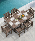 SERWALL 7-Piece HDPE Patio Dining Set, Aruba, 66.9in D x 32.2in W x 29.1in H