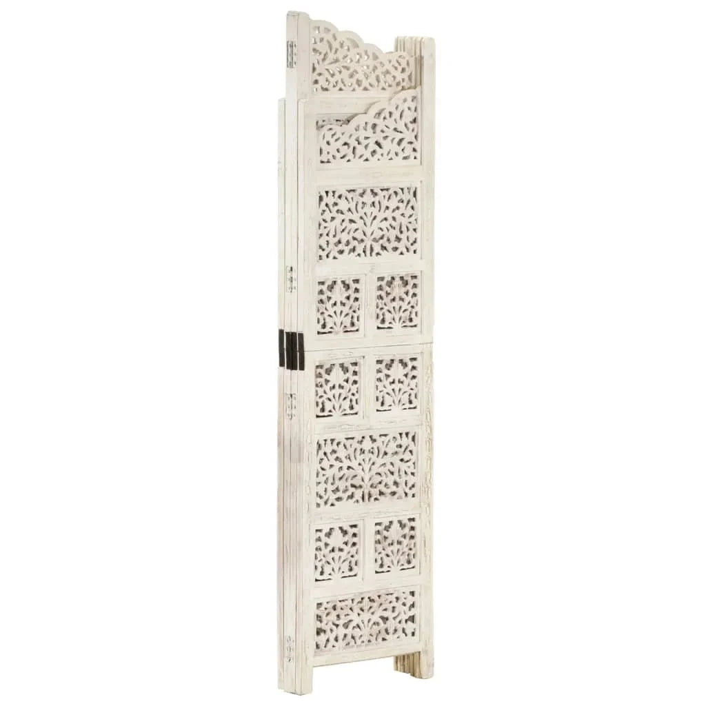 vidaXL 4-Panel Folding Privacy Screen, Solid Mango Wood, 63 x 65 in - Brown