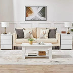 AYFDEGT 2PCS 3-Drawer White Bedside Tables - 18in L x 14in W