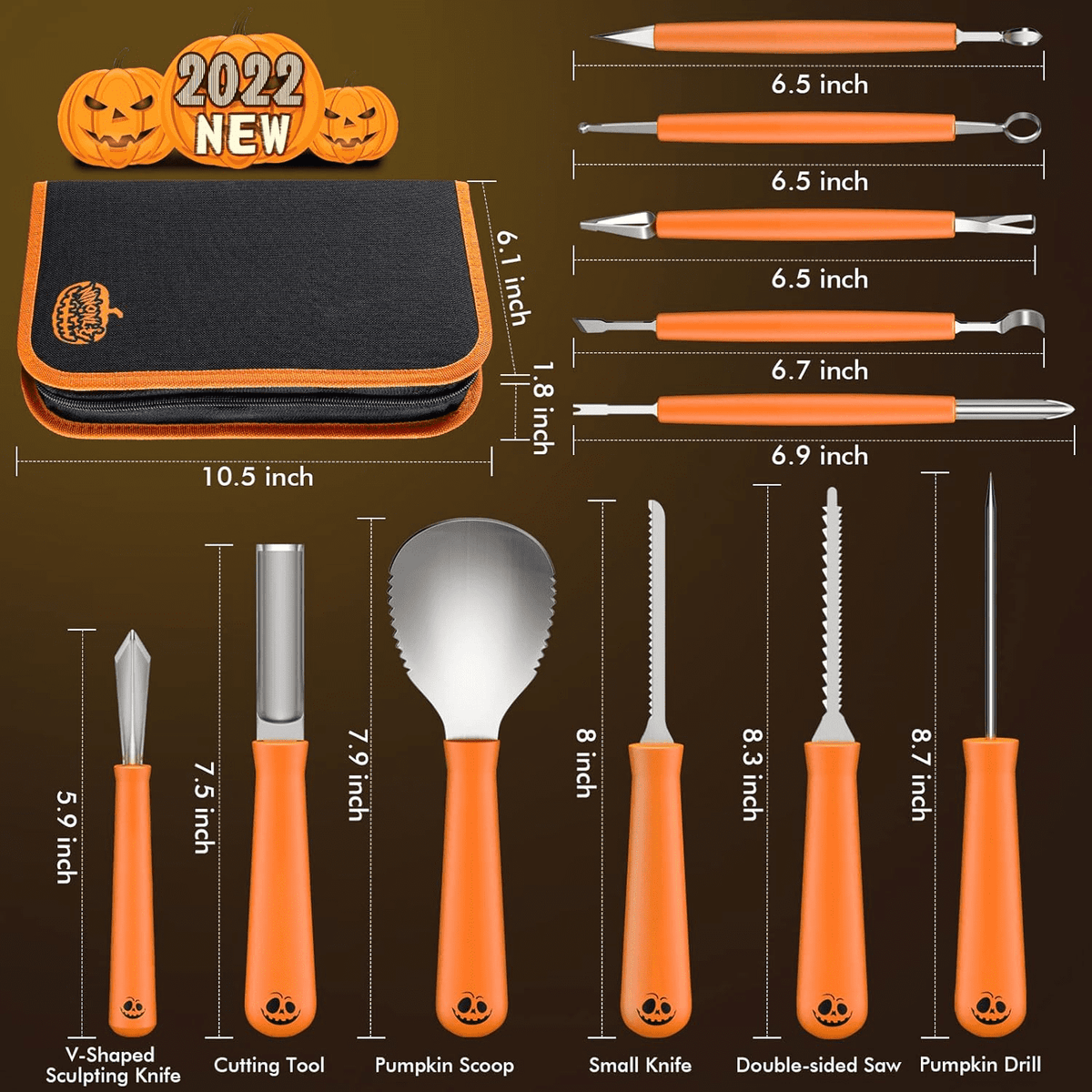 Ninonly Pumpkin Carving Kit,Professional 17Pcs Stainless Steel Pumpkin Knives Tool with Carrying Bag,for Pumpkin Jack-O-Lanterns