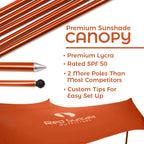 Red Suricata Orange Family Beach Sun Shade Canopy Tent With Sand Anchors - V6