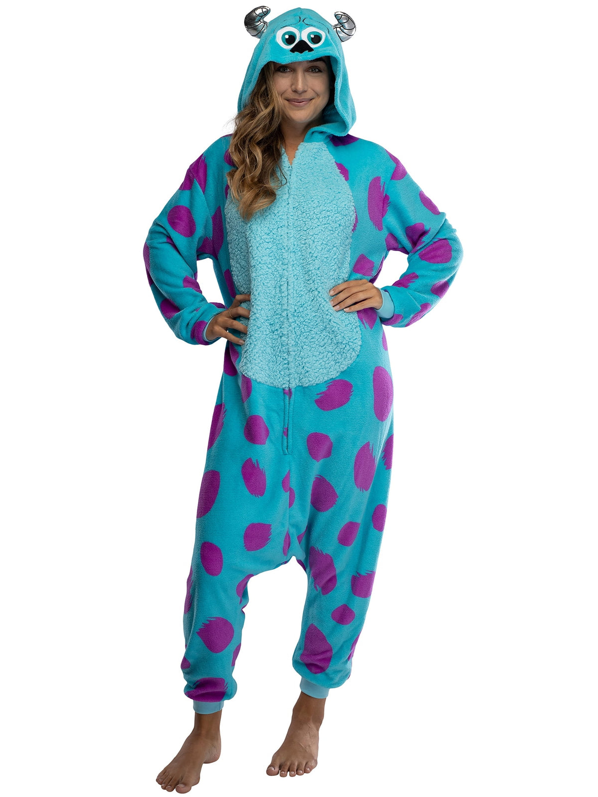 Disney Monsters Inc. Adult Sulley Kigurumi Sherpa Fleece Cosplay Costume One Piece Union Suit