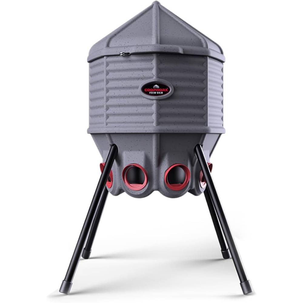 80lb Poultry Feeder, Adjustable Height, UV Stable, Weather Resistant, 8 Ports, Made In USA