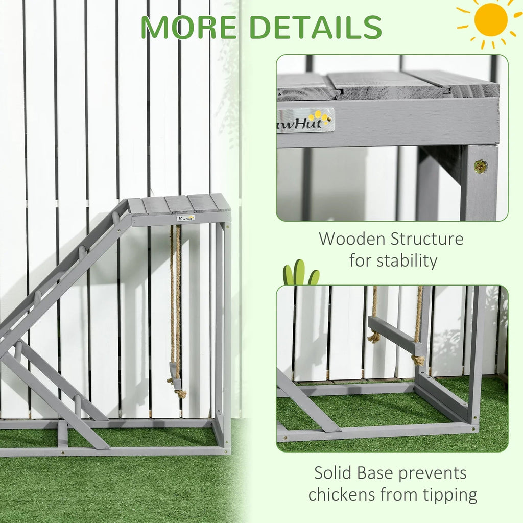 PawHut Chicken Activity Play Center With Swing, Perches And Platform, Pastel Gray - D51-350V00GY