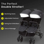 Jeep Destination Ultralight Side x Side Double Stroller, 80 Pounds Total - Destination
