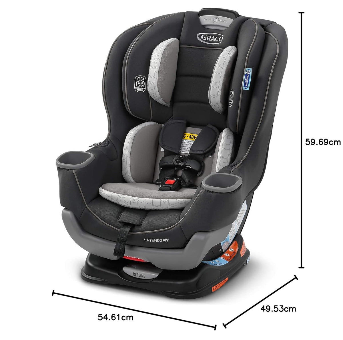 Convertible Baby Car Seat Rear- and Forward-Facing With Adjustable Extension Panel, Gotham - Extend2Fit