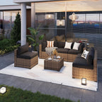 Aoxun 7-Piece Outdoor Wicker Patio Conversation Set With Thick Cushions