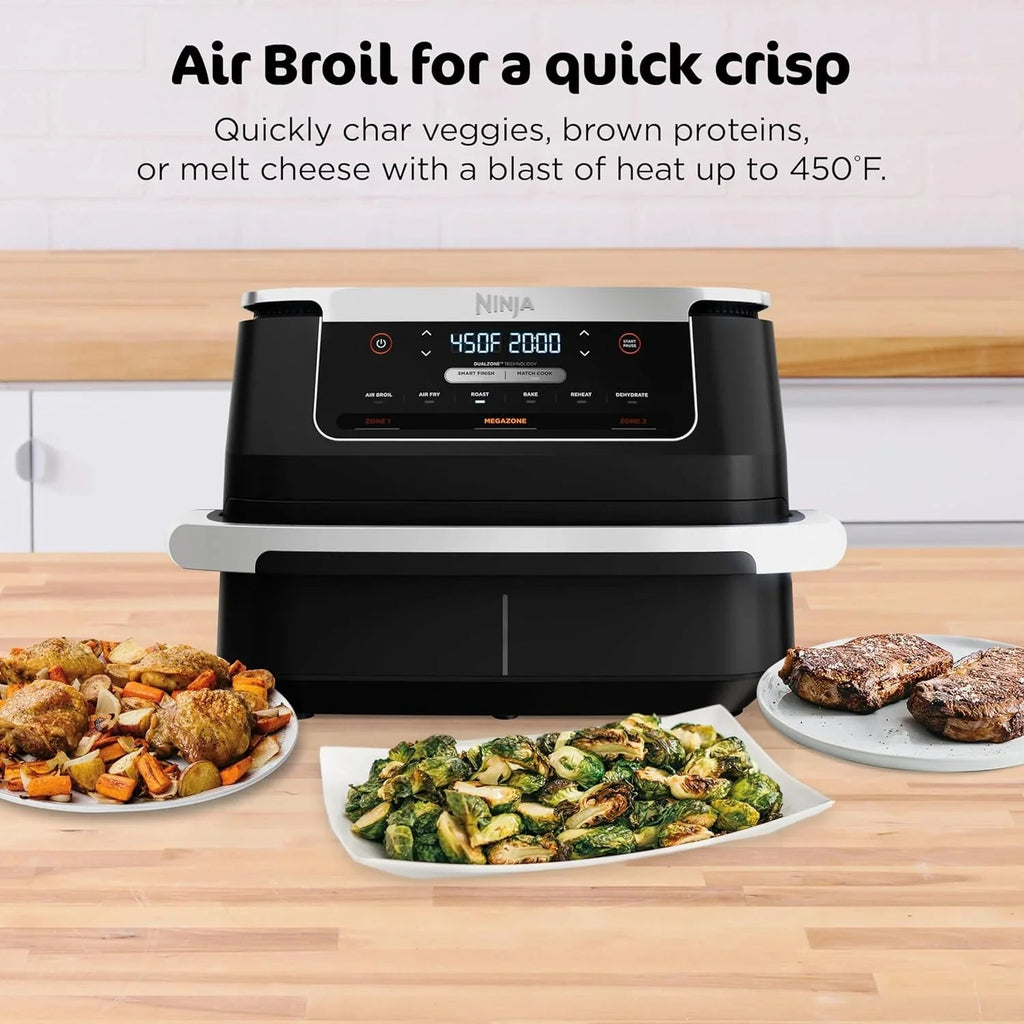 Ninja Foodi 10 QT 6-in-1 DualZone Smart XL Air Fryer, 2 Independent 5 QT Baskets, Grey - DZ550