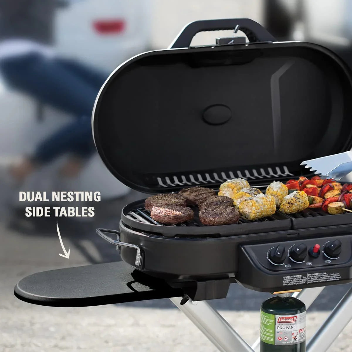 RoadTrip 285 Portable Stand-Up Propane Grill - 3 Adjustable Burners