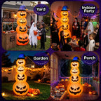 Goosiay 8ft Halloween Inflatable, Stacked Pumpkins with Witch Hat and Built-in LED Lights, Outdoor Blow up Yard Decor for Lawn, Garden, Porch and Halloween Party, Orange