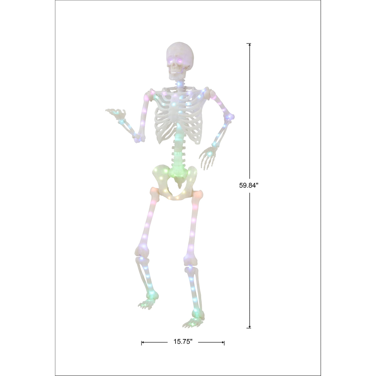 Light-Up LED Poseable Skeleton, Multicolor, 5', Halloween by Way To Celebrate