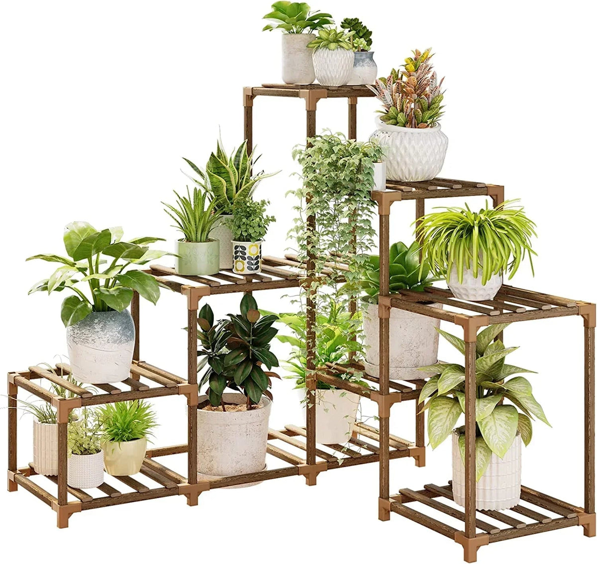 Corner Plant Stand - Indoor Wood Outdoor Plant Shelf For Multiple Plants