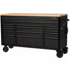 Heavy Duty 61 in. W x 23 in. D 15-Drawer Mobile Workbench With Solid Wood Top