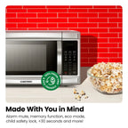 Chefman Countertop Microwave Oven, 0.9 Cu Ft, 900 Watts, Stainless Steel - CRJ55-SS-9