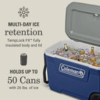 Coleman Classic Series Insulated Wheeled Cooler, 100-Quart, Rock Grey - Wheeled