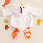 Gunia Baby Chicken Outfit Halloween Costume Toddler Infant Newborn Girl Boy Clothes Sets Flannel Fuzzy Romper Striped Leggings Outfits, Size 0-3 Years