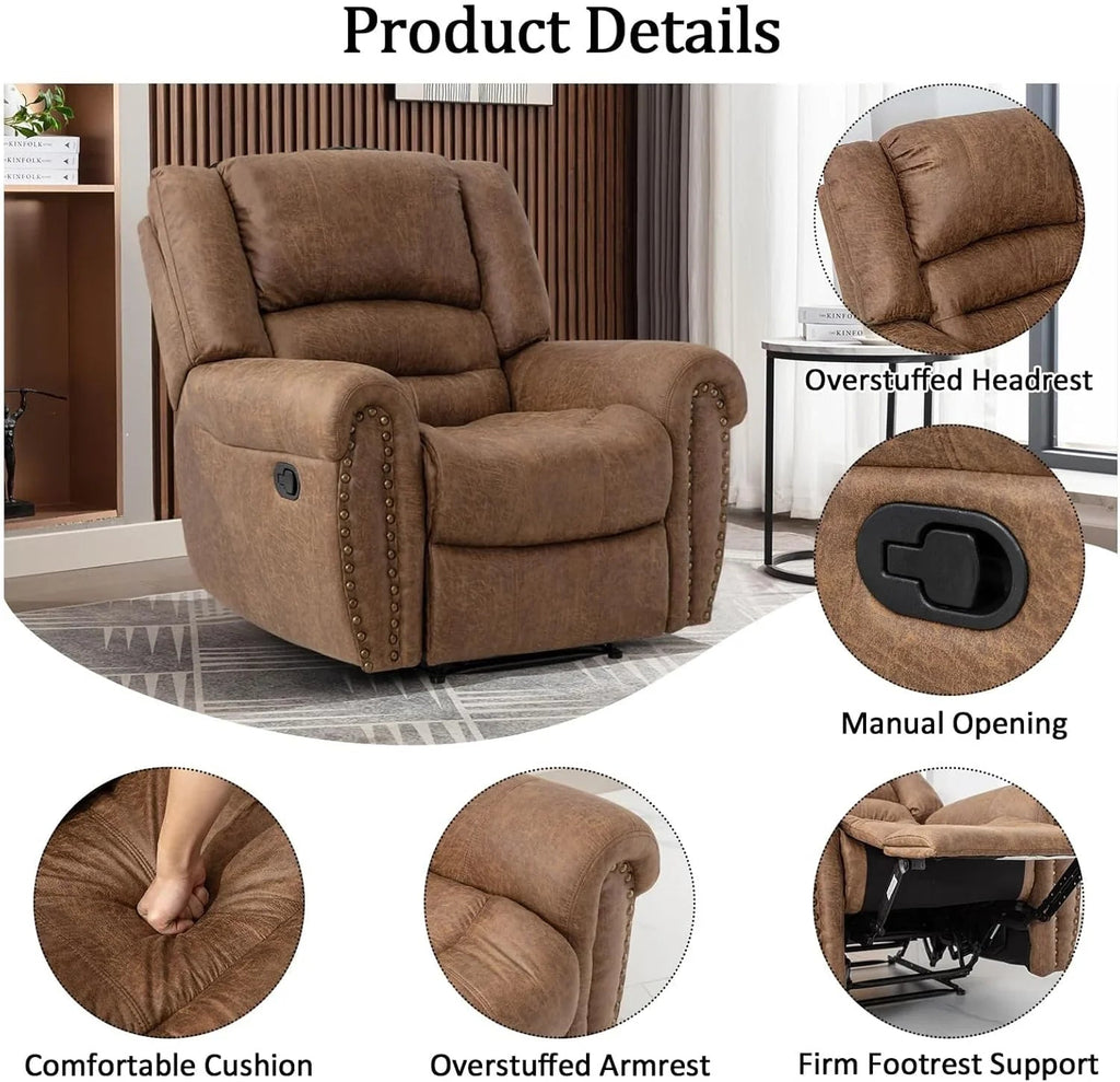 CANMOV Manual Recliner Chair, Nut Brown