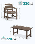 SERWALL 7-Piece HDPE Patio Dining Set, Aruba, 66.9in D x 32.2in W x 29.1in H