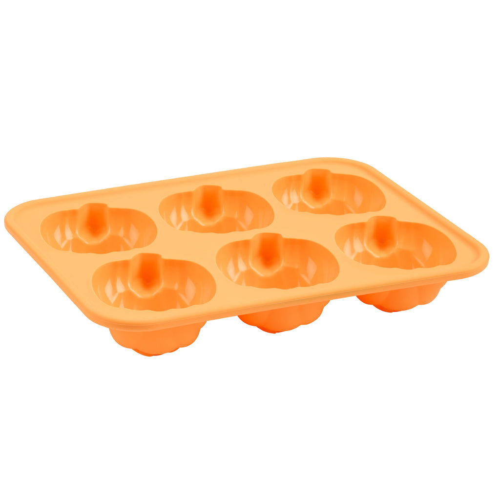 Way To Celebrate 6-Cavity Silicone Cakelet Pan Jack-O'-Lantern Orange