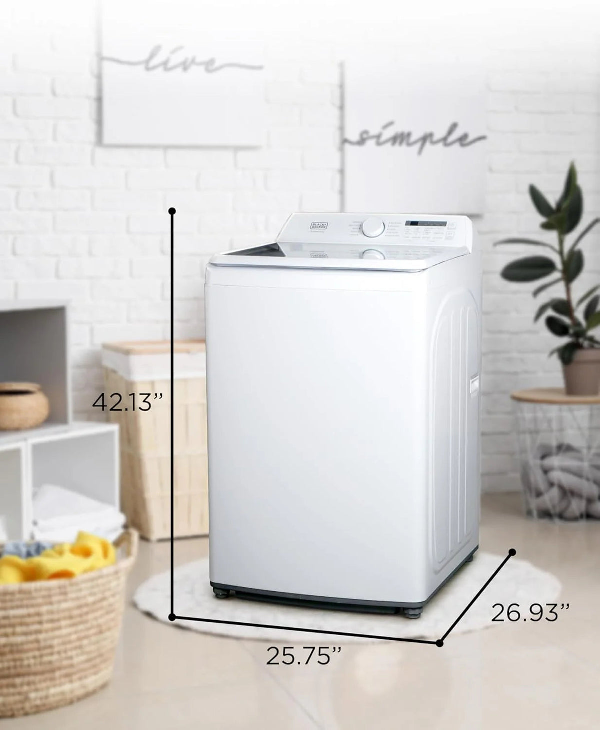 BLACK+DECKER Portable Washing Machine, 0.9 Cu. Ft., 5 Wash Cycles