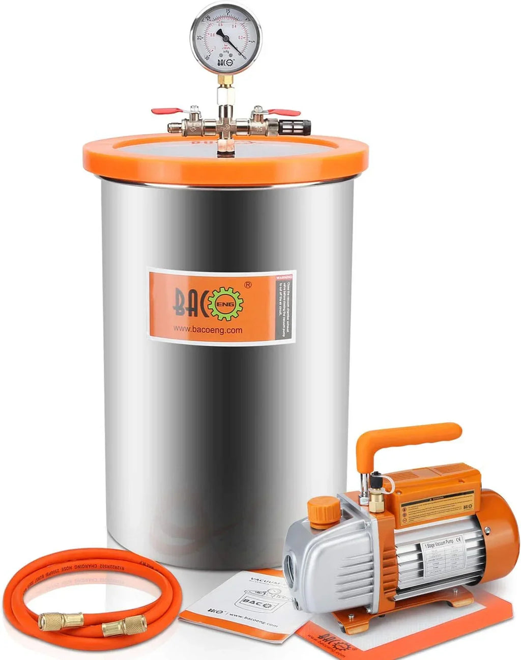 BACOENG 3 Gallon Vacuum Chamber Kit With 3.6 CFM 1 Stage Vacuum Pump - P0664FBAUK