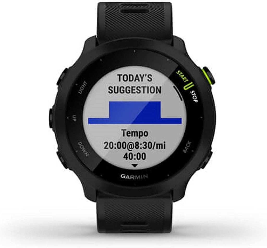 Garmin GPS Running Smartwatch With Heart Rate Monitor, 2-Week Battery, Black - Forerunner 55