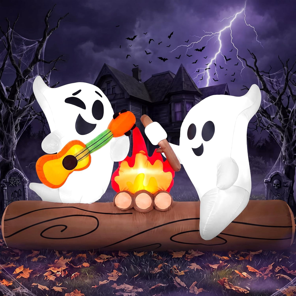Joyfy 5ft Halloween Inflatables Light up Cute Ghost