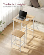 Square Bar Table And 2 Bar Stools Set, Golden Oak And Cloud White