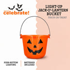 Light-Up Jack-o'-Lantern Trick-or-Treat Bucket, Orange, 6.5", Halloween by Way To Celebrate