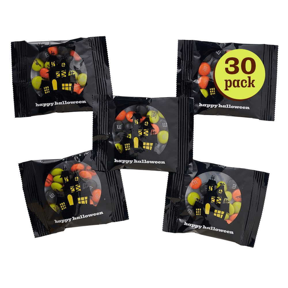 M&M'S Halloween Milk Chocolate Trick-or-Treat Candy, Party Favor Packs, Set of 30