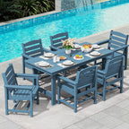 SERWALL 7-Piece HDPE Patio Dining Set, Aruba, 66.9in D x 32.2in W x 29.1in H