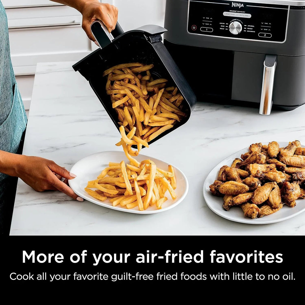 Ninja Foodi 10 QT 6-in-1 DualZone Smart XL Air Fryer, 2 Independent 5 QT Baskets, Grey - DZ550