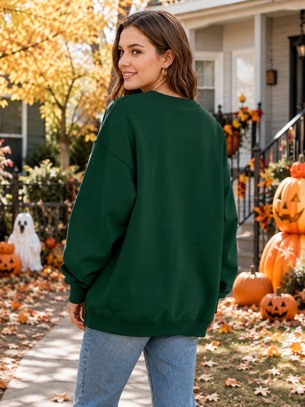 KimSoong Halloween Sweatshirts for Women Ghost Reading Books Sweater Cute Spooky Bookish Shirt Fall Pullover Tops