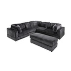 6-Piece Corduroy Upholstered L-Shaped Modular Sectional Sofa