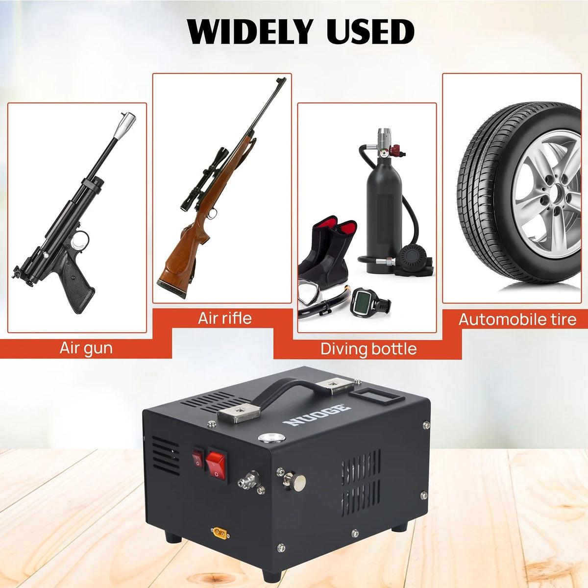 NUOGE PCP Air Compressor 4500 PSI 12V DC Or 110V AC With Converter