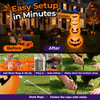 Goosiay 8ft Halloween Inflatable, Stacked Pumpkins with Witch Hat and Built-in LED Lights, Outdoor Blow up Yard Decor for Lawn, Garden, Porch and Halloween Party, Orange